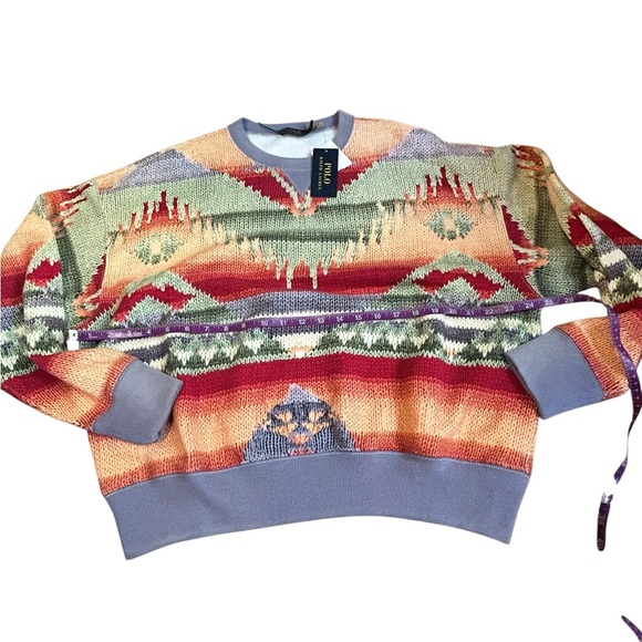 Polo Ralph Lauren Womens Size Med Southwestern Fleece Sweatshirt Multi BCN Print - Picture 5 of 12